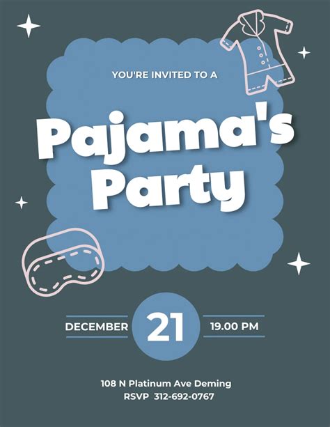 Dark Green And Blue Pajama Party Invitation Venngage