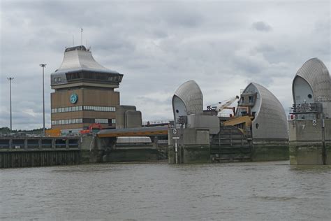 Thames Barrier Raised During High Tide Thames Barrier Flood