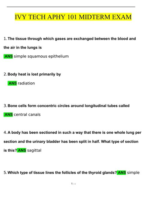 APHY 101 Midterm Exam Latest Questions And Answers 2024 2025