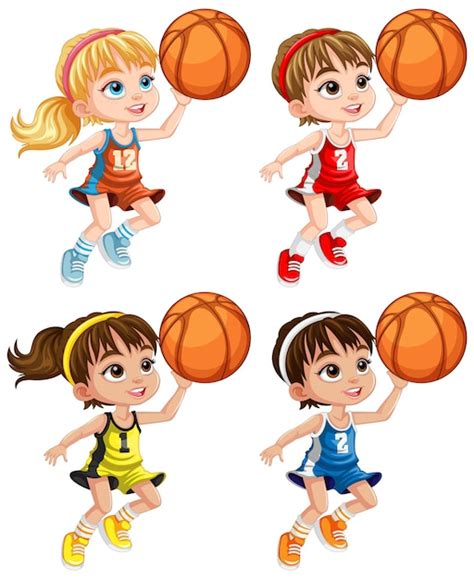 Lindo Personaje De Dibujos Animados De Jugador De Baloncesto Vector