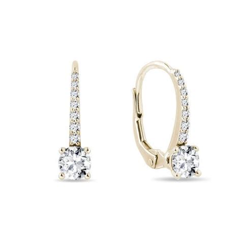 Diamond Leverback Earrings In Yellow Gold Klenota