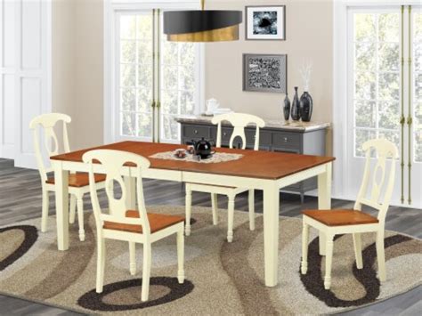 East West Furniture Quincy Piece Wood Dinette Table Set In Buttermilk