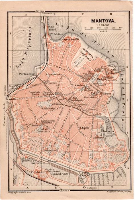 Map Of Mantua Antique Map Vintage Lithograph By Craftissimo