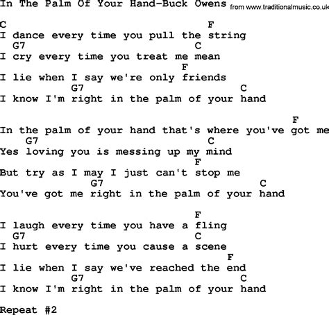 Country Music In The Palm Of Your Hand Buck Owens Lyrics And Chords