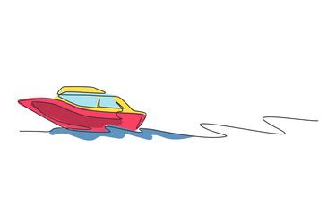 Man riding speed boat water transportation cartoon