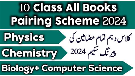 10th Class All Books Pairing Scheme 2024 10 Class Physics Pairing