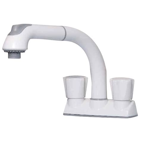 CleanFLO Andromeda White 2-Handle Utility Faucet with Pulldown Sprayer ...