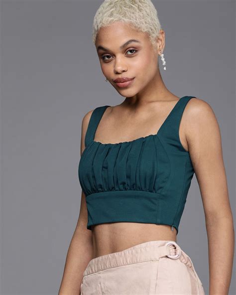 Buy Womens Blue Crop Top For Women Blue Online At Bewakoof