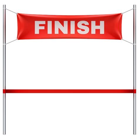 Premium Vector Finish Line With Red Textile Banner Vector