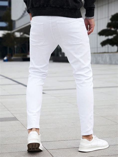 Manfinity Homme Slim Fit Jeans Voor Heren Lang Gewassen Licht Jeans