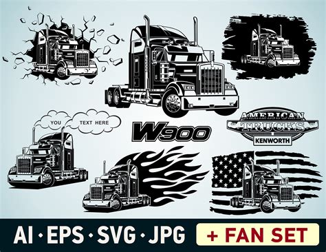 Classic American Semi Truck Svg Bundle Trailer Isolatet And Etsy