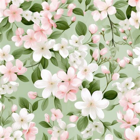 Premium AI Image Pink Flowers Seamless Pattern