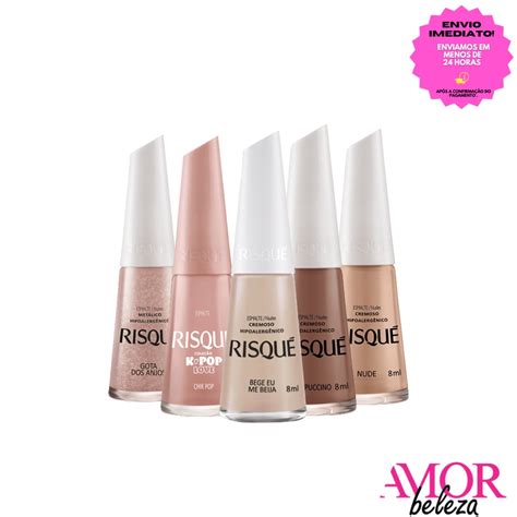 Kit Risque Esmaltes Tons De Nude C Bege Eu Me Beija Cappuccino