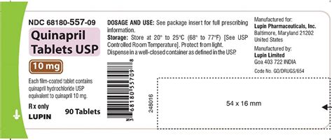 Quinapril By Lupin Pharmaceuticals Inc LUPIN LIMITED QUINAPRIL Tablet