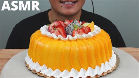 Asmr Fresh Mango Cream Cake The Hangry Mole Youtube