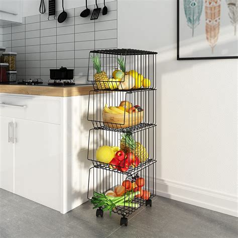 Buy Mocosy Tier Metal Vegetable Fruit Storage Rack Wire Basket With