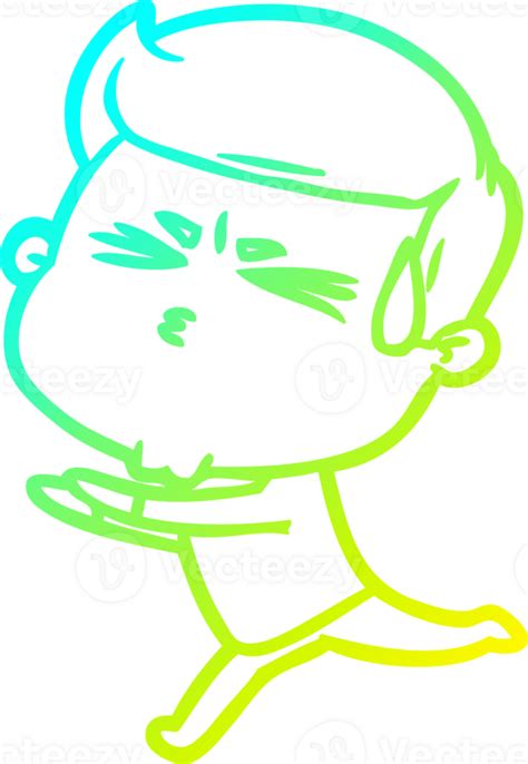 Cold Gradient Line Drawing Cartoon Man Sweating 40695264 Png