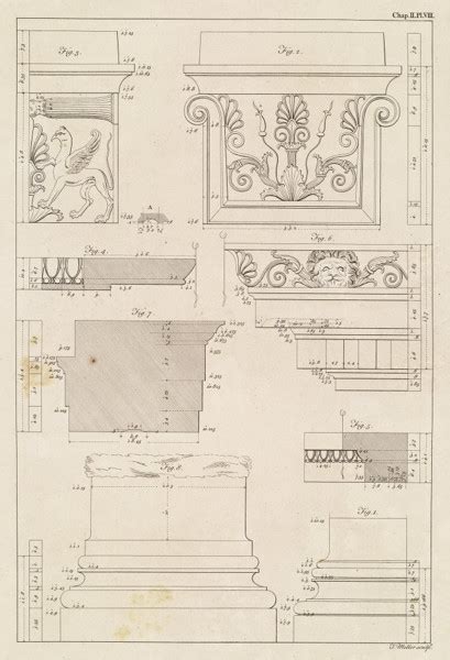 Studies Of Decorative Stonework Architraves Column Bases And Square