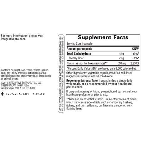 Niacin (Flush Free) - 60 capsules - Spectrum Supplements