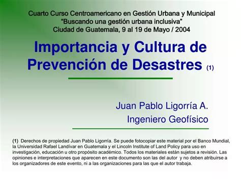 PPT Importancia y Cultura de Prevención de Desastres 1 PowerPoint