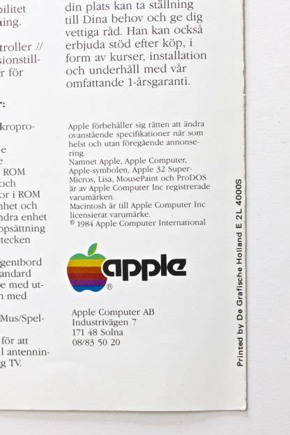 Apple Iic Brochure From 1984 Swe Vintage Apple