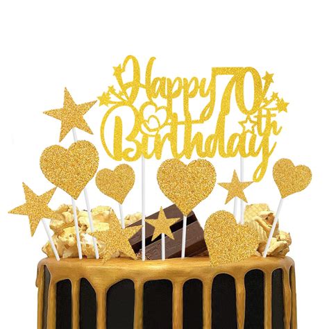 Buy Happy 70th Birthday Cake Topper Gold 70th Birthday Cake Topper Set