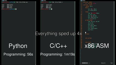 Python Vs Cc Vs Assembly Side By Side Comparison Youtube