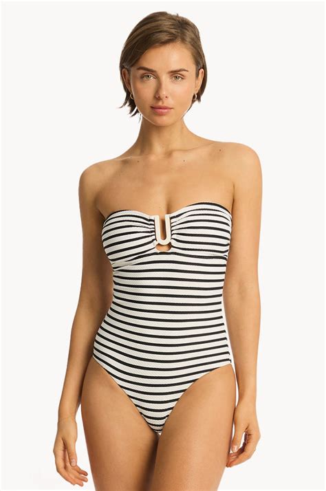 Sea Level Amalfi U Bar Bandeau One Piece Black Swimwear Galore Au