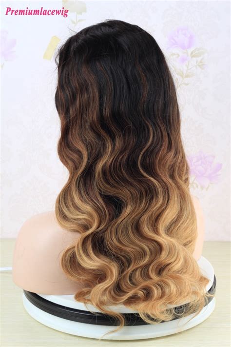 Ombre Peruvian Hair T1b 4 27 Body Wave 360 Lace Wigs For Black Women 20inch