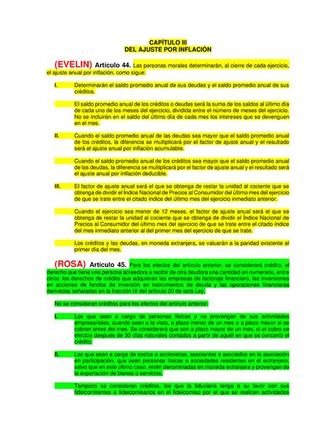 Personas Morales Temas Cap Tulo Iii Del Ajuste Por Inflaci N