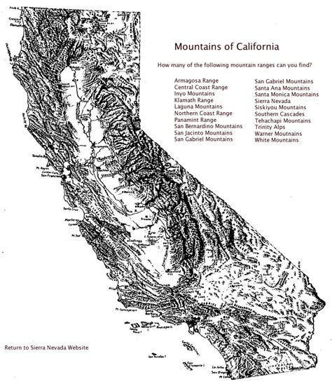 Highest Mountains In California Map United States Map