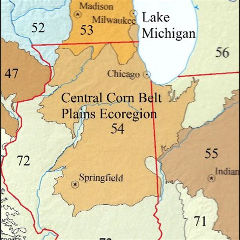 The Location Of The Central Corn Belt Plains Ecoregion 54 Usa Download Scientific Diagram