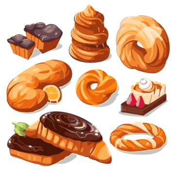 Pastries Clipart Set Of Various Pastry Cakes And Pastries Cartoon ...