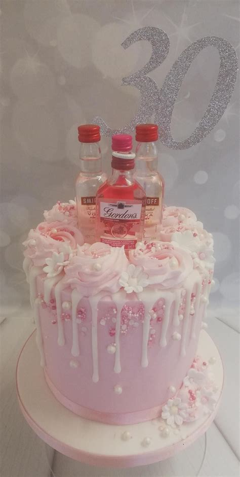 Pink And White Drip Cake With Gin And Vodka Birthday Cake Ideas For