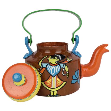 INDHA Hand Painted Traditional Aluminium Colourful Decorative Tea