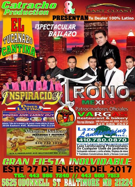 El Trono de Mexico en concierto Tickets Boletos at El Tucanazo Cantina | Baltimore, Maryland ...