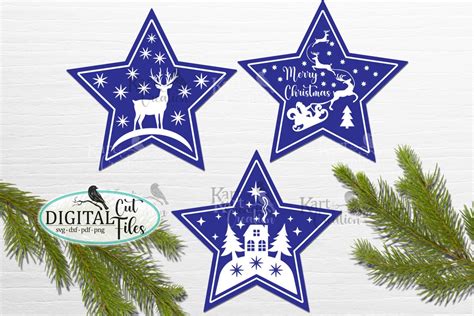 Christmas Star Svg Christmas Ornaments Svg Laser Cut Template Cricut