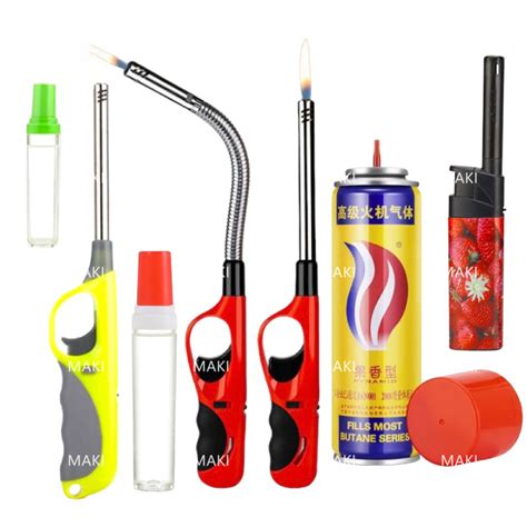 Long flexible refillable lighter butane gas lighter kitchen lighter igniter lighter torch w/free ...