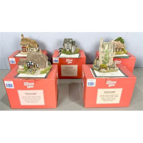 5 BOXED LILLIPUT LANE MODELS RUSTIC ROOT HOUSE HELMERE COTTAGE TUDOR