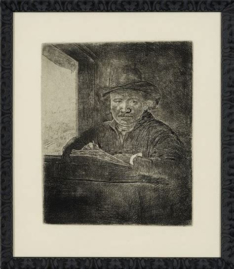 Rembrandt Van Rijn Self Portrait Drawing At The Window 1648 MutualArt