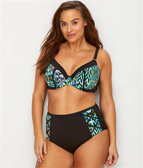 Elomi Plus Size Tribal Instinct Plunge Bikini Top Swimwear Es At