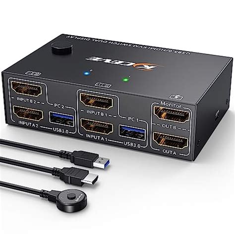 Conmutador Kvm Usb Hdmi Dual Monitor Puertos K Hz Kvm Switch