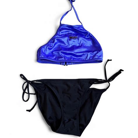 Xhilaration Bikini Set Black And Purple Beachwear Depop