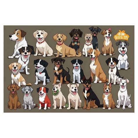 Premium Photo | Animated design image of a collection of dog types