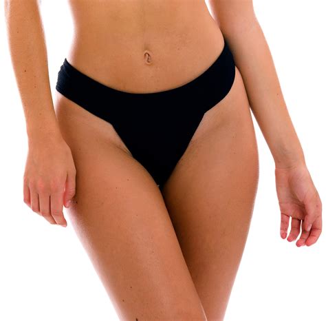 Textured Black Wide Waist Fixed Bikini Bottom Bottom St Tropez Black