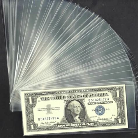 100 Pcs Clear Plastic Sleeve Clip Paper Money Notes Bills Holder Set