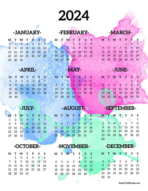 2024 Printable Calendar One Page Monday Start Calendar 2024