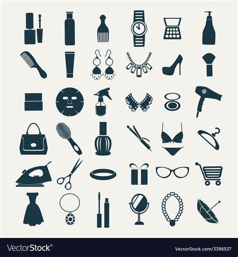 Woman Accessories Black Icon Set Royalty Free Vector Image Off