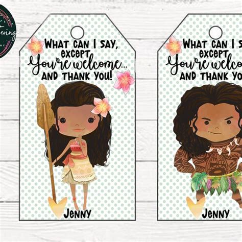 Moana Thank You Favor Tags Moana Favor Tags Moana Birthday Etsy