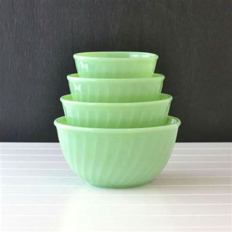 Anchor Hocking Jadeite Mixing Bowls Set Fire King Vintage Dishes